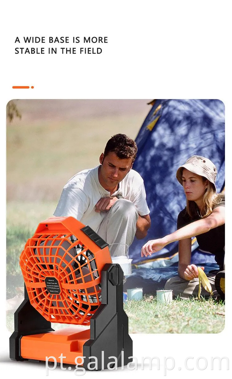 Fã de acampamento portátil com grande função de vento e carregamento